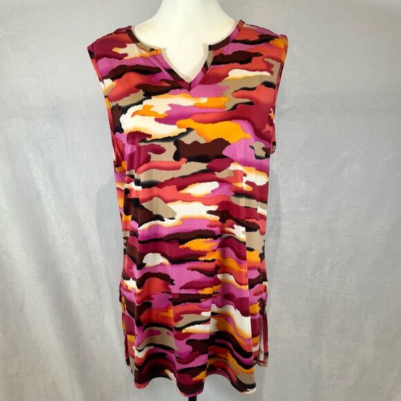 C’est La Vie desert sunset print vneck top size 1X - Picture 1 of 6